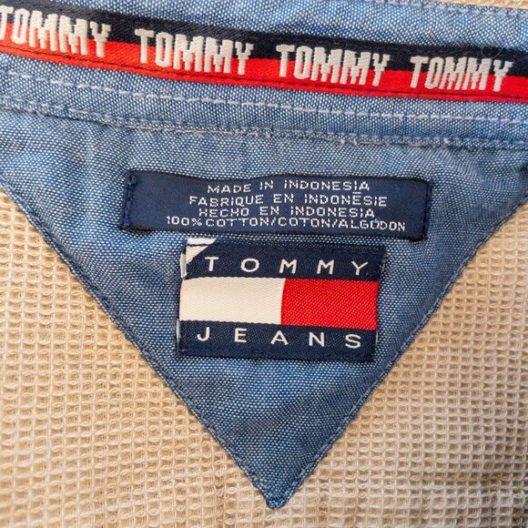 Tommy Hilfiger Jeans Beige Cropped Utility Shirt Jacket Waffle Cotton Retro Fit - Picture 4 of 4